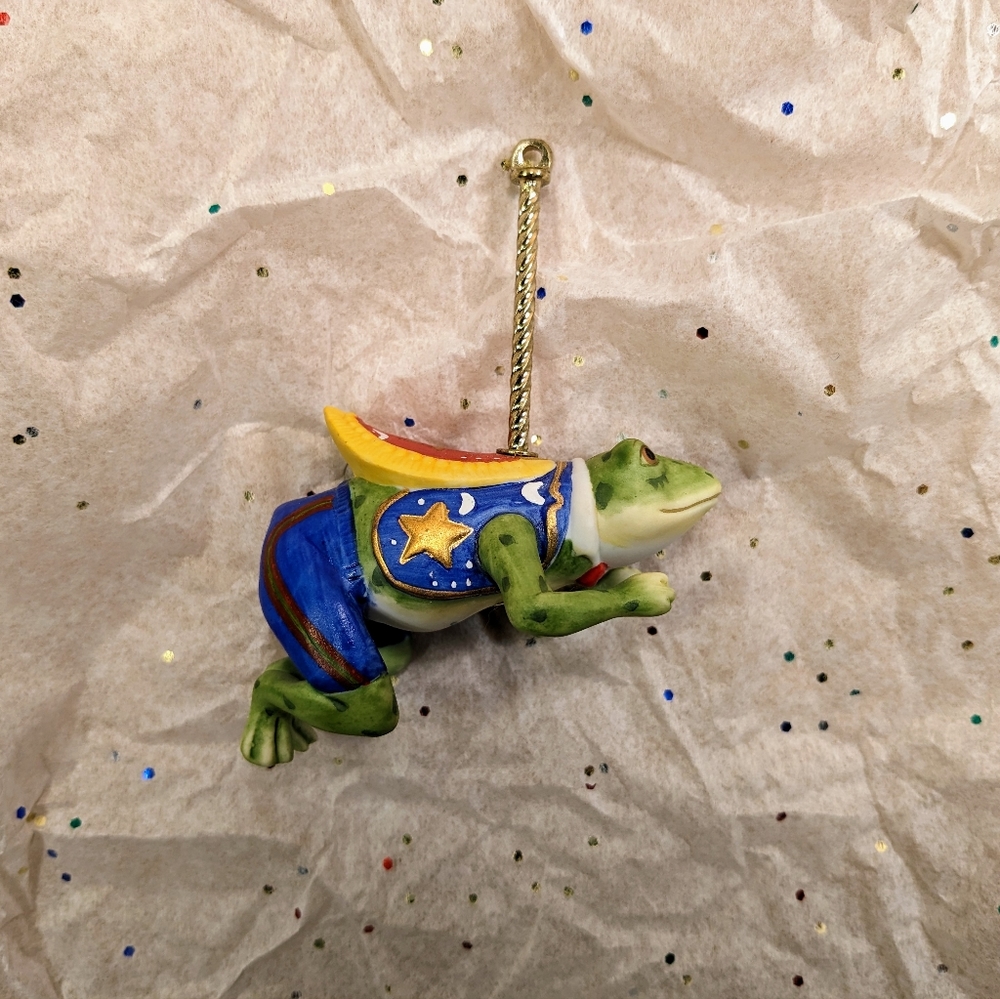 Vintage 1989 Lenox Carousel Porcelain Frog Ornament